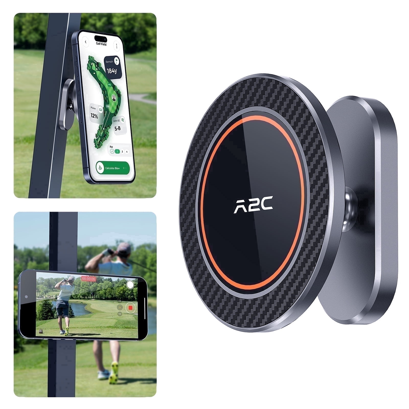 A2C Alloy Magnetic Golf Cart Phone Holder